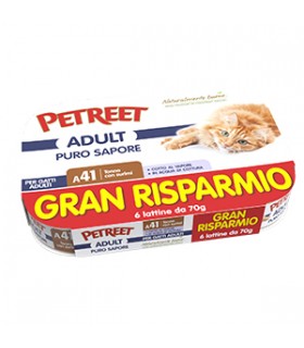 Petreet Adult A41 Puro Sapore Tonno con Surimi 6 x 70 gr