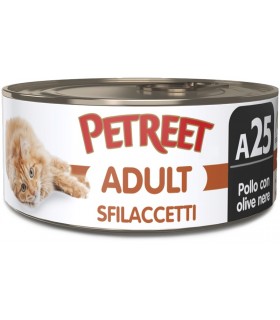 Petreet Adult A25 Sfilaccetti Pollo con Olive Nere 70 gr