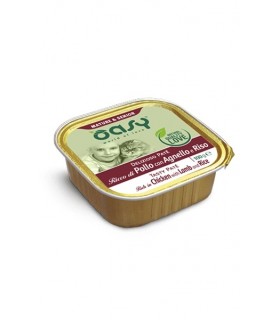 Oasy gatto mature & senior pate ricco di pollo con agnello e riso 100 gr
