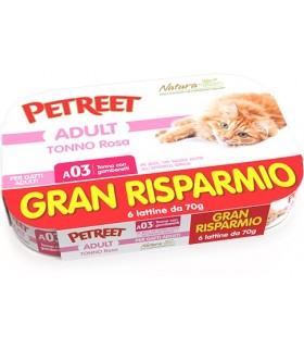 Petreet Adult A03 Tonno Rosa Tonno con Gamberetti 6 x 70 gr