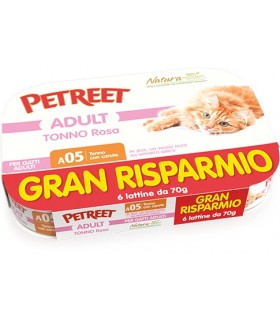 Petreet Adult A05 Tonno Rosa Tonno con Carote 6 x 70 gr