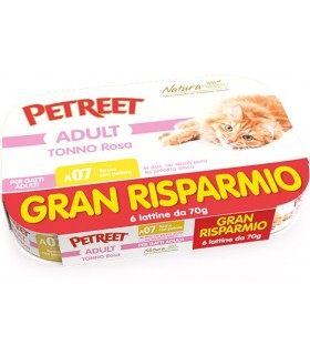 Petreet Adult A07 Tonno Rosa Tonno con Patate 6 x 70 gr