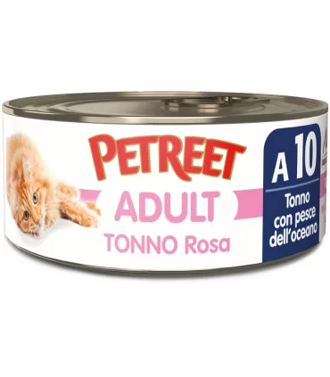 Petreet Adult A10 Tonno Rosa Tonno con Pesce dell'Oceano 70 gr