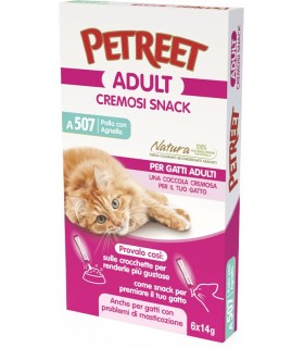 Petreet Adult A507 Cremosi Snack Pollo con Agnello 6 x 14 gr
