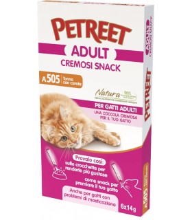 Petreet Adult A505 Cremosi Snack Tonno con Carote 6 x 14 gr