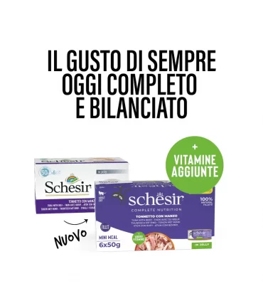 Schesir gatto tonnetto con manzo multipack 6 x 50 gr