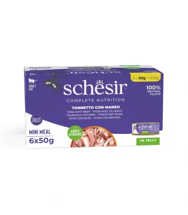 Schesir gatto tonnetto con manzo multipack 6 x 50 gr