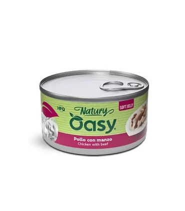 Oasy Wet Cat Natury Soft Jelly POLLO CON MANZO Lattina 85 gr