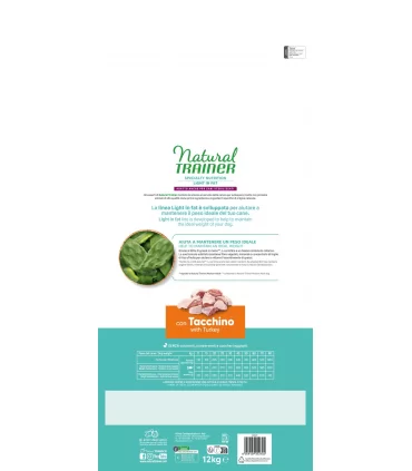 Natural Trainer specialty nutrition cane light in fat medium & maxi adult tacchino 12 kg