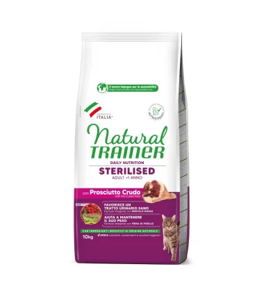 Natural Trainer daily nutrition gatto sterilised adult prosciutto crudo 10 kg