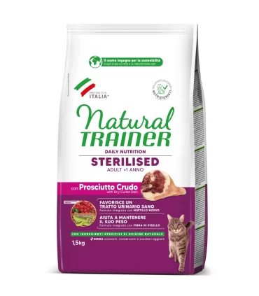 Natural Trainer daily nutrition gatto sterilised adult prosciutto crudo 1,5 kg