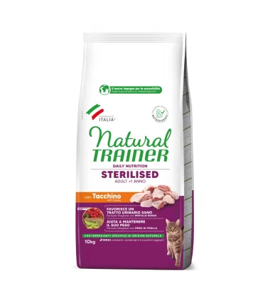 Natural Trainer daily nutrition gatto sterilised adult tacchino 10 kg