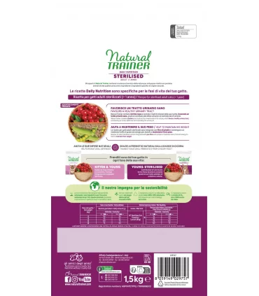 Natural Trainer daily nutrition gatto sterilised adult tacchino 1,5 kg