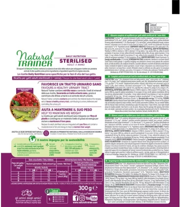 Natural Trainer daily nutrition gatto sterilised adult tacchino 300 gr
