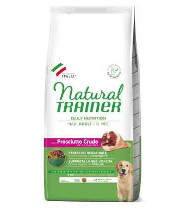 Natural Trainer daily nutrition cane Maxi adult prosciutto crudo 12 kg