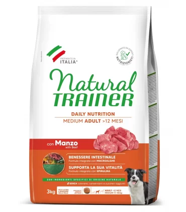 Natural Trainer daily nutrition cane Medium adult manzo 3 kg
