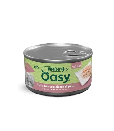 Oasy Wet Dog Natury Soft Jelly POLLO CON PROSCIUTTO DI POLLO Lattina 150 gr