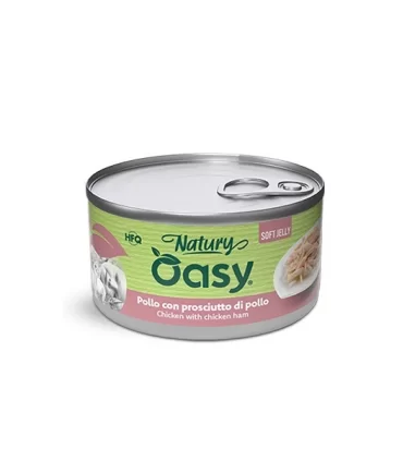 Oasy Wet Cat Natury Soft Jelly POLLO CON PROSCIUTTO DI POLLO Lattina 150 gr