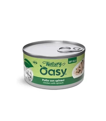 Oasy Wet Cat Natury Soft Jelly POLLO CON SPINACI Lattina 150 gr