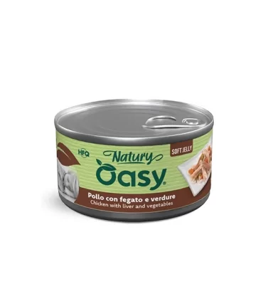 Oasy Wet Dog Natury Soft Jelly POLLO CON FEGATO E VERDURE Lattina 150 gr