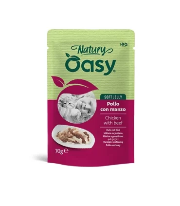 Oasy Wet Cat Natury Soft Jelly POLLO CON MANZO bustina 70 gr