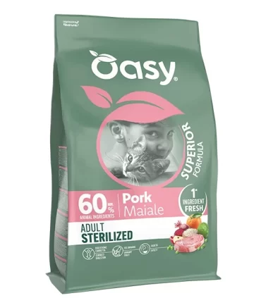 Oasy superior formula gatto adult sterilized maiale 300 gr