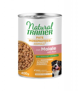 Natural trainer Sensitive no gluten cane medium & maxi Adult maiale e cereali integrali 400 g
