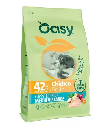 Oasy original formula puppy & junior medium large pollo 10 kg