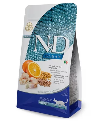 Farmina n&d ocean low grain gatto merluzzo farro avena e arancia 5 kg