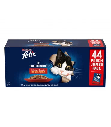 FELIX LE GHIOTTONERIE Jelly Multipack Gatto con Manzo pollo anatra e agnello 44x85 gr