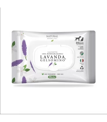 Natural derma pet salviette lavanda gelsomino 35 pz