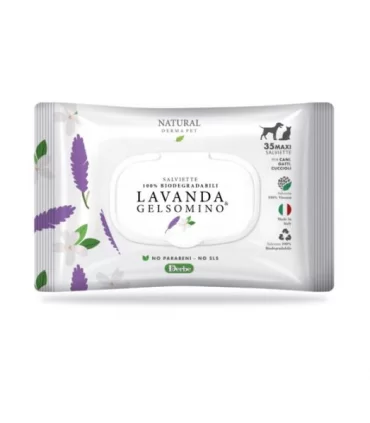 Natural derma pet salviette lavanda gelsomino 35 pz