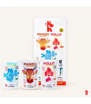 Real Bowl cane grain free MIX 2 Manzo 3 Pollo 2 Pesce bustine 700 gr