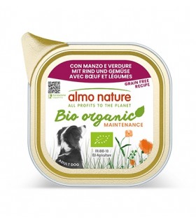 Almo nature bio organic cane adult con manzo e verdure 100 gr