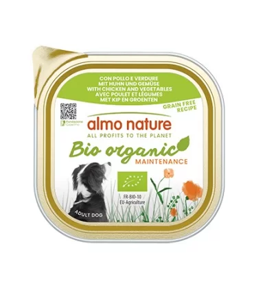 Almo nature bio organic cane adult con pollo e verdure 300 gr