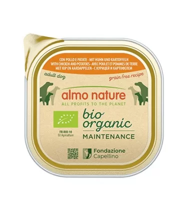 Almo nature bio organic cane adult con pollo e patate 300 gr