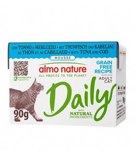 Almo nature daily gatto mousse con tonno e merluzzo 90 gr tetra pak