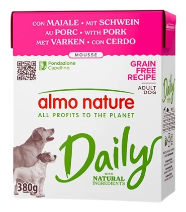 Almo nature daily cane mousse con maiale 380 gr tetra pak