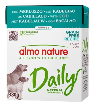 Almo nature daily cane mousse con merluzzo 380 gr tetra pak