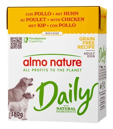 Almo nature daily cane mousse con pollo 380 gr tetra pak