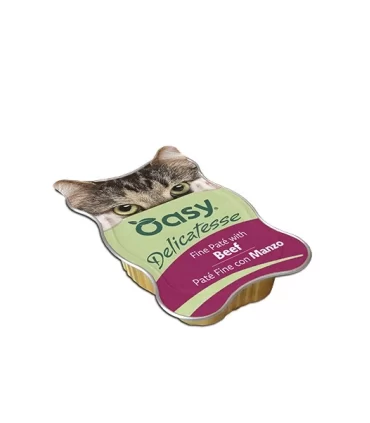 Oasy gatto delicatesse pate con manzo vaschetta 85 gr
