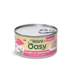 Oasy Wet Cat Natury in brodo tonnetto con salmone rosa 85 gr