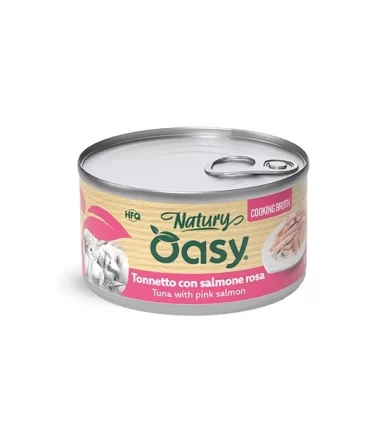 Oasy Wet Cat Natury in brodo tonnetto con salmone rosa 85 gr