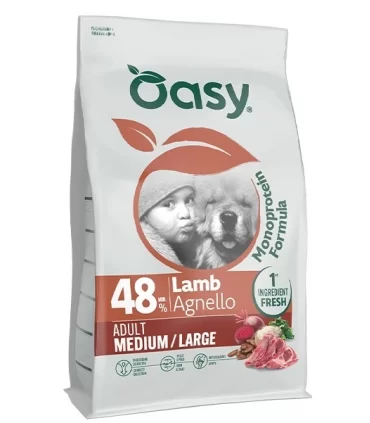 Oasy monoprotein formula cane adult medium large agnello 10 kg