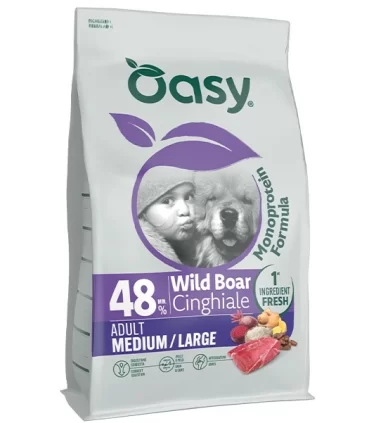 Oasy monoprotein formula cane adult medium large cinghiale 10 kg