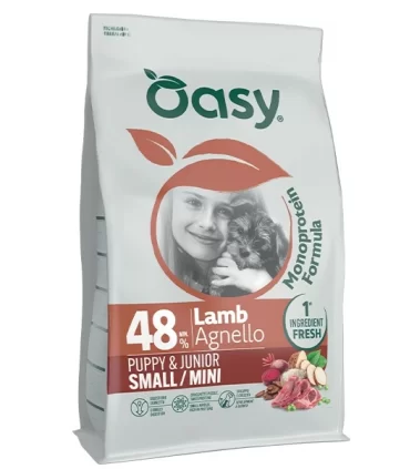 Oasy monoprotein formula cane puppy & junior small mini agnello 800 gr