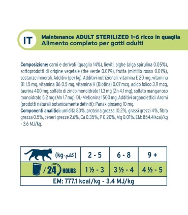 Forza 10 gatto botanicat sterilized 1-6 anni quaglia bustina 80 gr