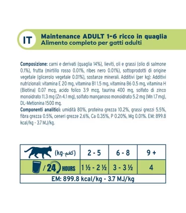 Forza 10 gatto botanicat adult 1-6 anni quaglia bustina 80 gr