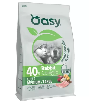 Oasy monoprotein formula cane adult medium large coniglio 10 kg