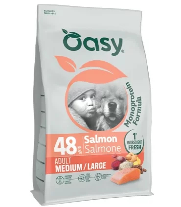 Oasy monoprotein formula cane adult medium large salmone 10 kg